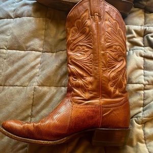 Embroidered Brown Tony Lama Cowboy Boots